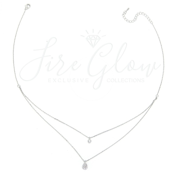 Rhodium Dipped Two Tiered Layered Charm Necklace - Picture 5 of 16